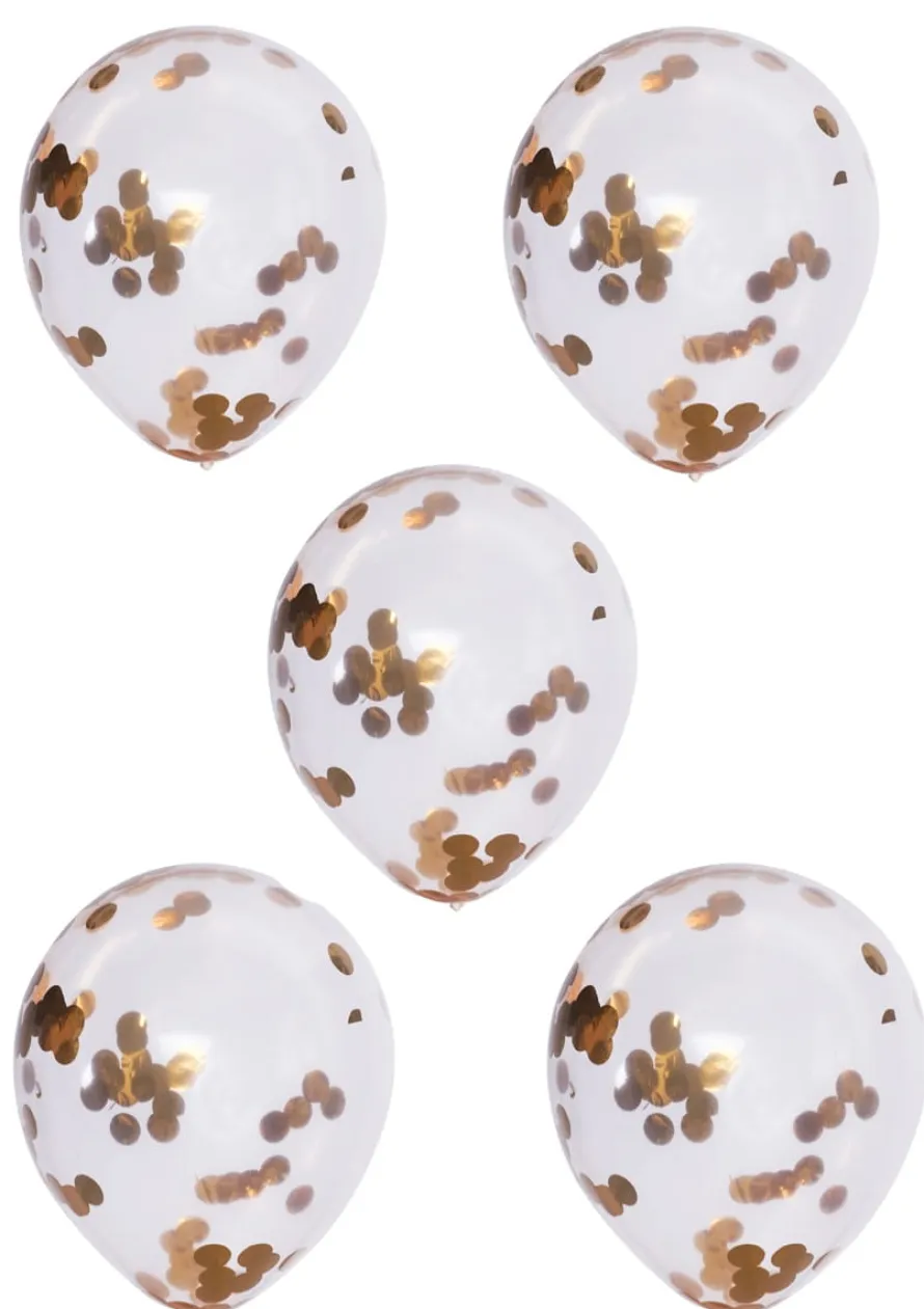 Balony z KONFETTI złotym 20cm (5szt.)