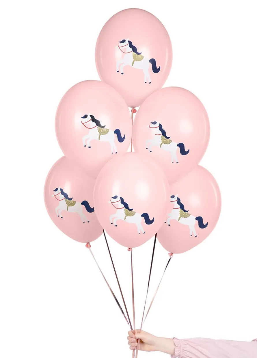 Balony z koniem różowe (6szt.)