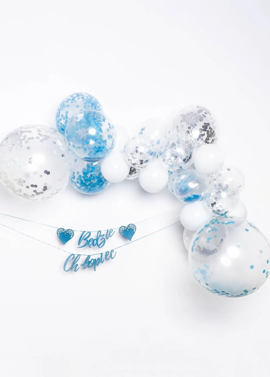 Balon z niebieskim KONFETTI w środku 50cm