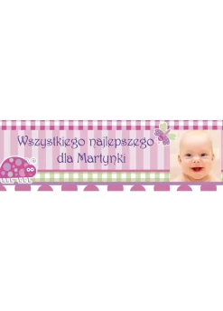 Baner dekoracja na roczek ze zdjęciem BIEDRONKA