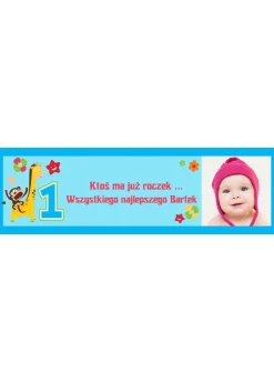 Baner na roczek ŻYRAFA personalizowana dekoracja na roczek