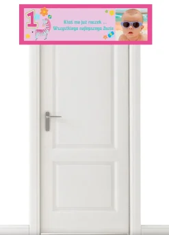 Baner na roczek ZEBRA dekoracja sali na roczek - 125cm x 38cm