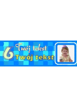 Baner urodzinowy NIEBIESKI ze zdjęciem - 125x38cm