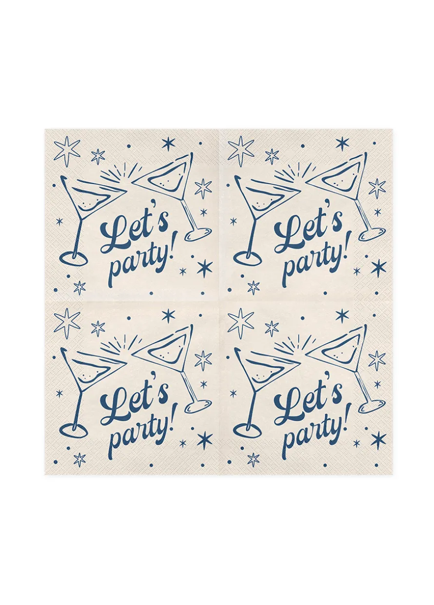 Beżowe serwetki z napisem LET'S PARTY 20 szt.