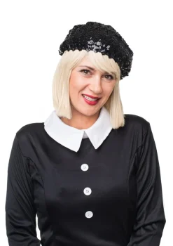 Beret z cekinami czarny