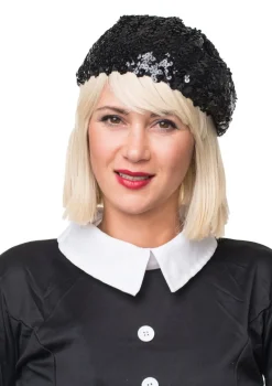 Beret z cekinami czarny
