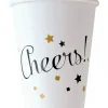 Białe kubeczki sylwestrowe CHEERS 8szt.