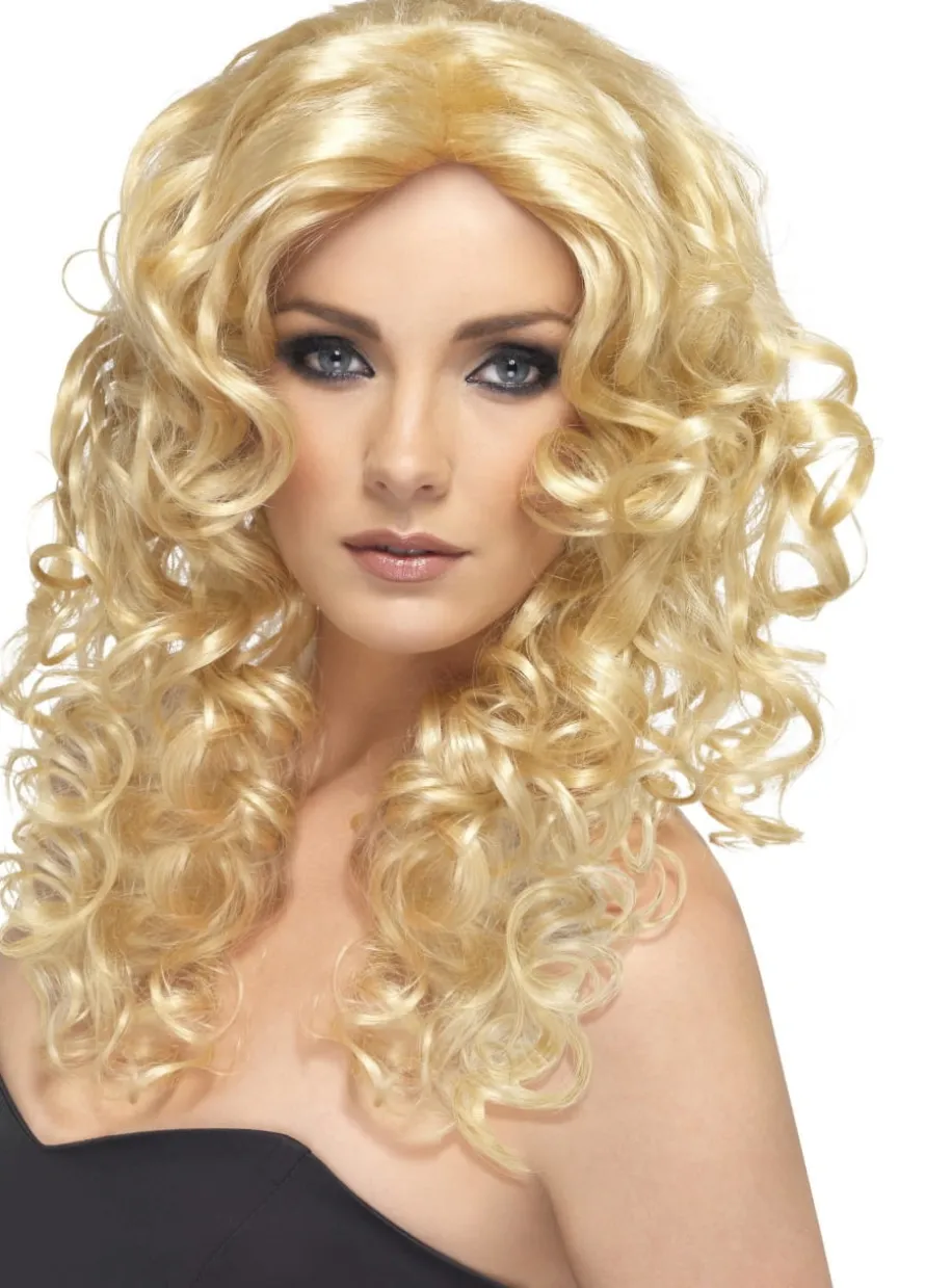 Blond peruka kręcone włosy GLAMOUR