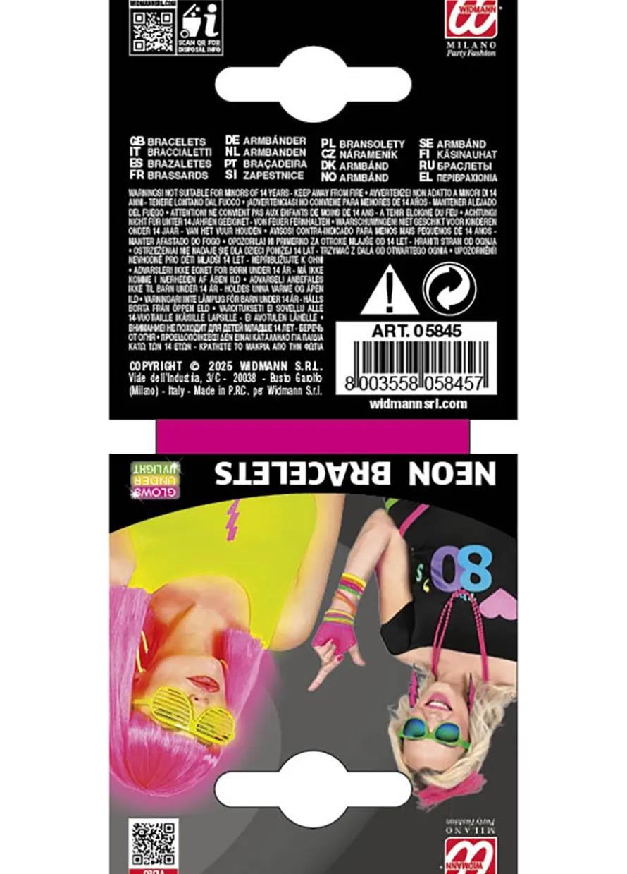 Bransoletki neonowe DISCO kicz party lata 80 (4szt.)