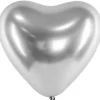 Chromowane balony w kształcie SERCA srebrne 30cm (50szt.)