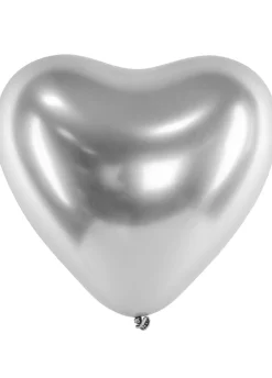 Chromowane balony w kształcie SERCA srebrne 30cm (50szt.)