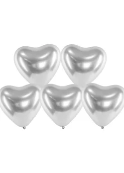 Chromowane balony w kształcie SERCA srebrne 30cm (50szt.)