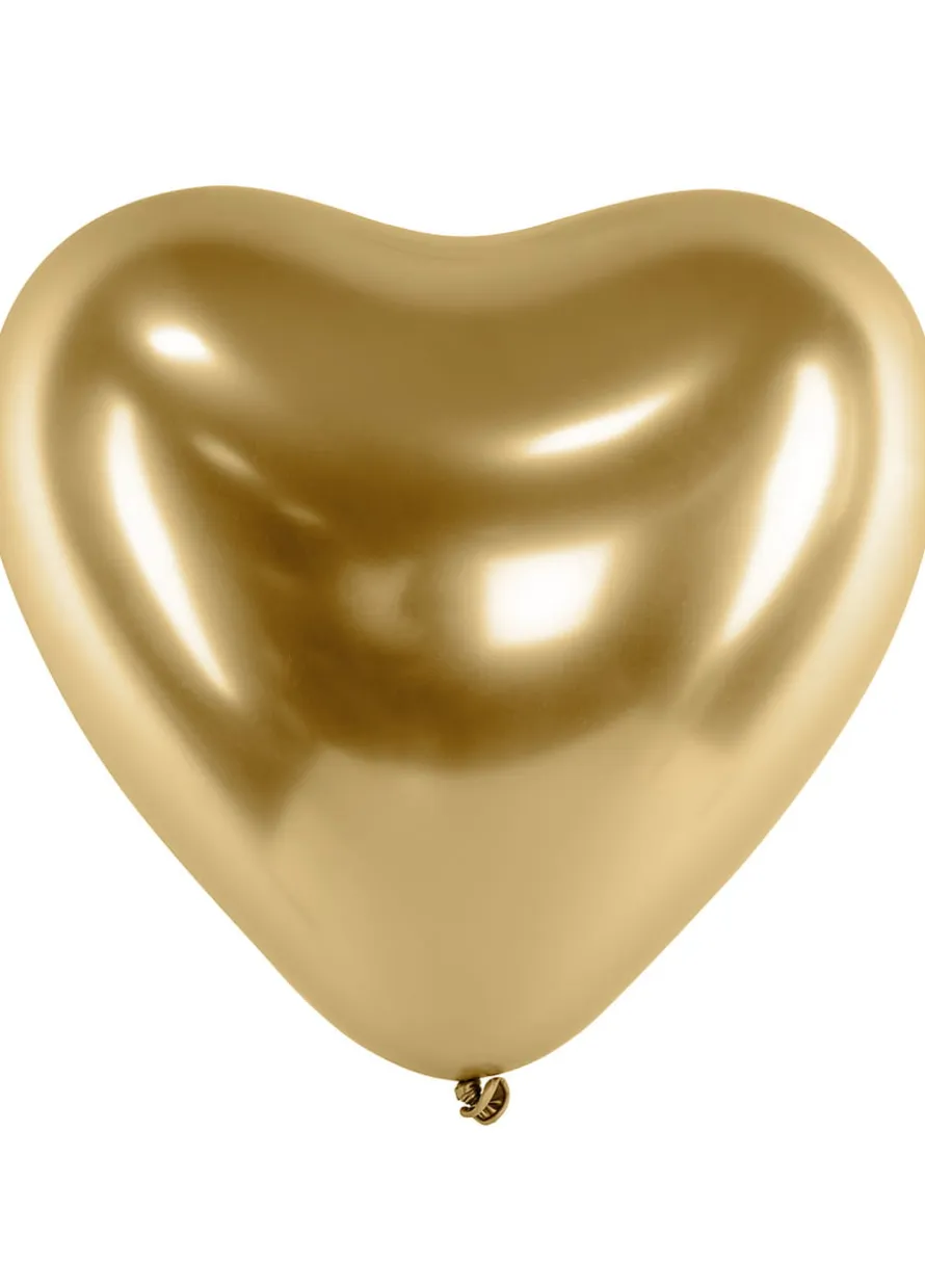 Chromowane balony w kształcie SERCA złote 30cm (50szt.)