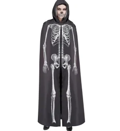 Czarna peleryna z kapturem HALLOWEEN 145 cm