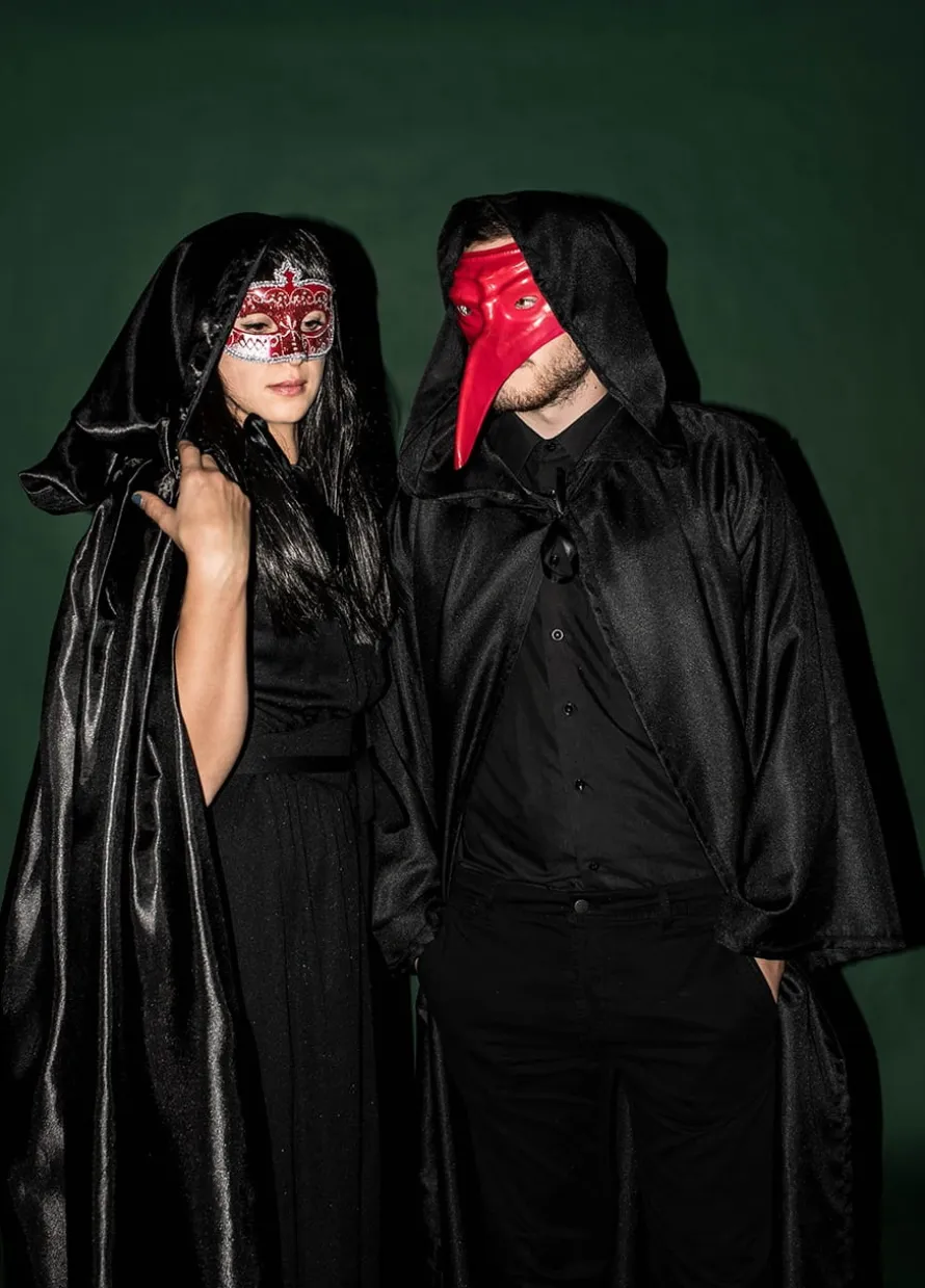 Czarna peleryna z kapturem Strój na Halloween