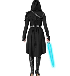Czarna suknia z kapturem na HALLOWEEN