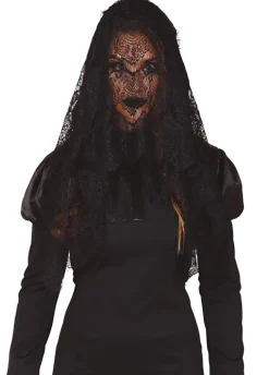 Czarny WELON KORONKOWY dodatek do stroju na Halloween