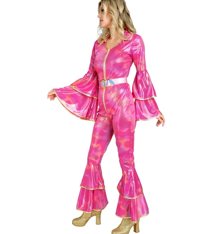 Damski strój w stylu disco ABBA różowy
