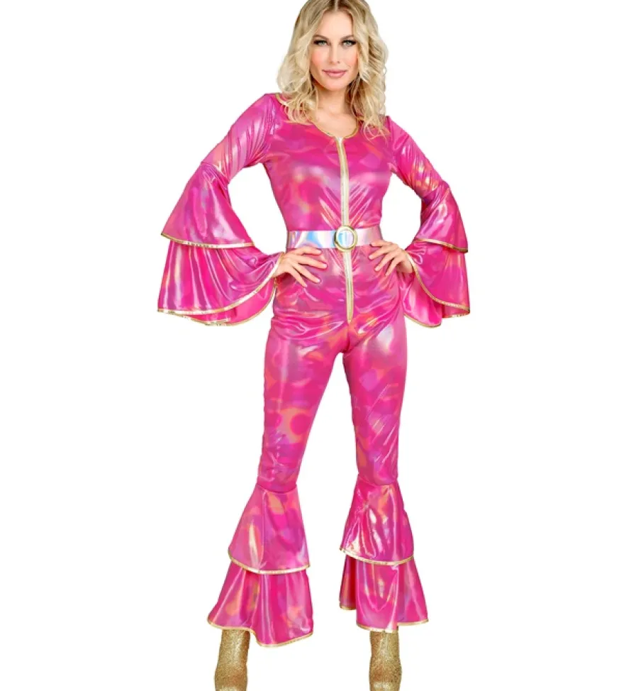 Damski strój w stylu disco ABBA różowy