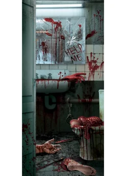 Dekoracja na ścianę KRWAWE DRZWI WC ozdoba na Halloween