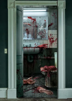 Dekoracja na ścianę KRWAWE DRZWI WC ozdoba na Halloween