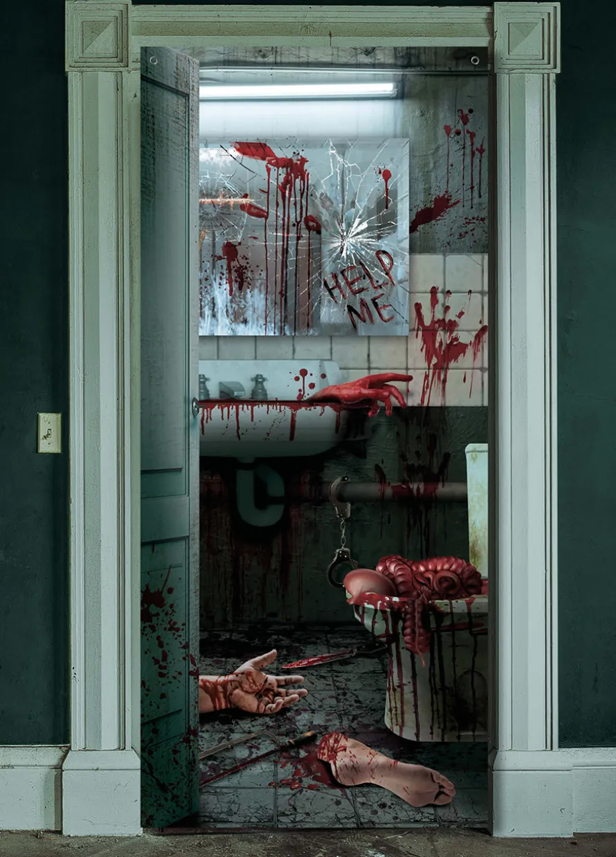 Dekoracja na ścianę KRWAWE DRZWI WC ozdoba na Halloween