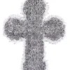 Dekoracja na komunię lub chrzest KRZYŻ srebrny