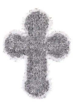 Dekoracja na komunię lub chrzest KRZYŻ srebrny