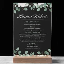 Dekoracja na stół weselny MENU WESELNE