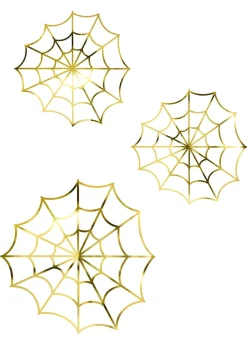 Dekoracja PAJĘCZYNA złota dekoracje halloweenowe (3szt.)