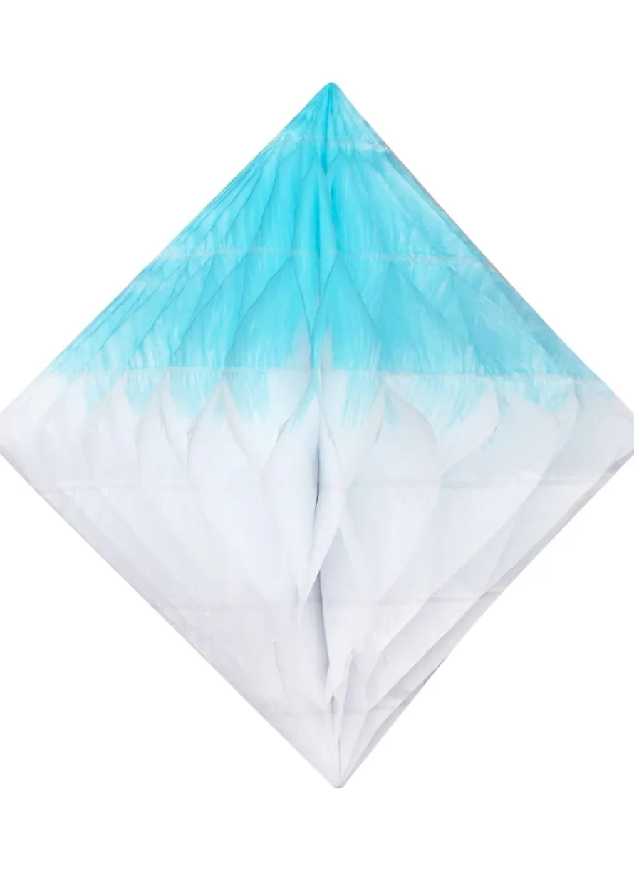 Dekoracja papierowa DIAMENT niebiesko-biała 50cm