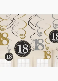 Dekoracja swirl 18 BIRTHDAY Sparkling (12szt.)