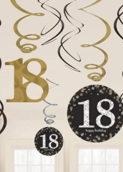 Dekoracja swirl 18 BIRTHDAY Sparkling (12szt.)