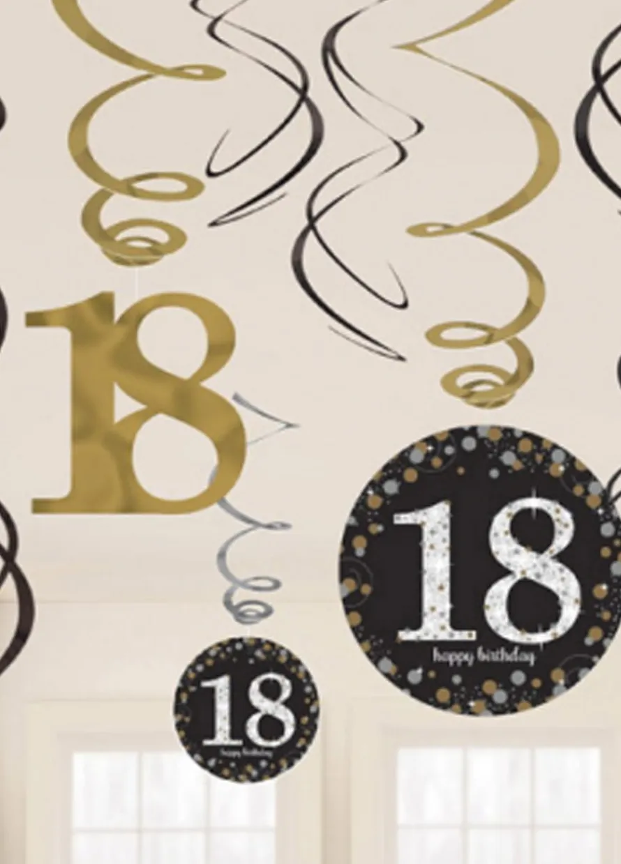 Dekoracja swirl 18 BIRTHDAY Sparkling (12szt.)
