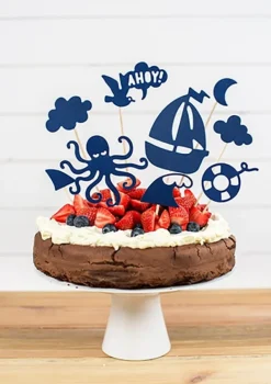 Dekoracja tortu AHOY pikery na tort (9szt.)