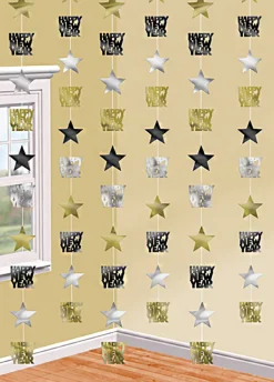 Dekoracja wisząca STAR HAPPY NEW YEAR dekoracja sylwestrowa (6szt)