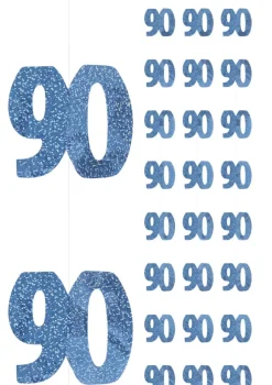Dekoracja wisząca 90 URODZINY GLITZ blue (6szt.)