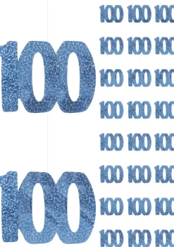 Dekoracja wisząca 100 URODZINY GLITZ blue (6szt.)