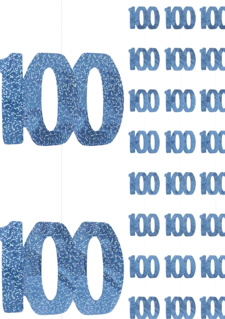 Dekoracja wisząca 100 URODZINY GLITZ blue (6szt.)