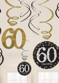 Dekoracja wisząca 60 URODZINY Sparkling (12szt.)