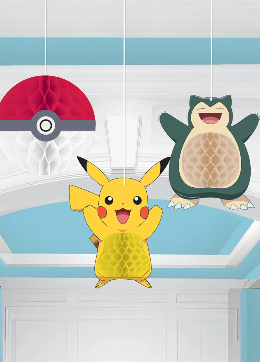 Dekoracje na URODZINY POKEMON rozety wiszące (3szt.)