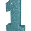 Dekoracje stołu na roczek 1 URODZINY GLITTER niebieska 20cm