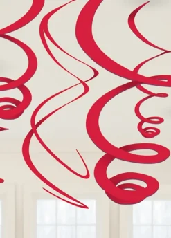 Dekoracje wiszące SWIRL czerwone (12szt.)