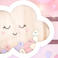 Drewniana księga gości na baby shower CHMURKA