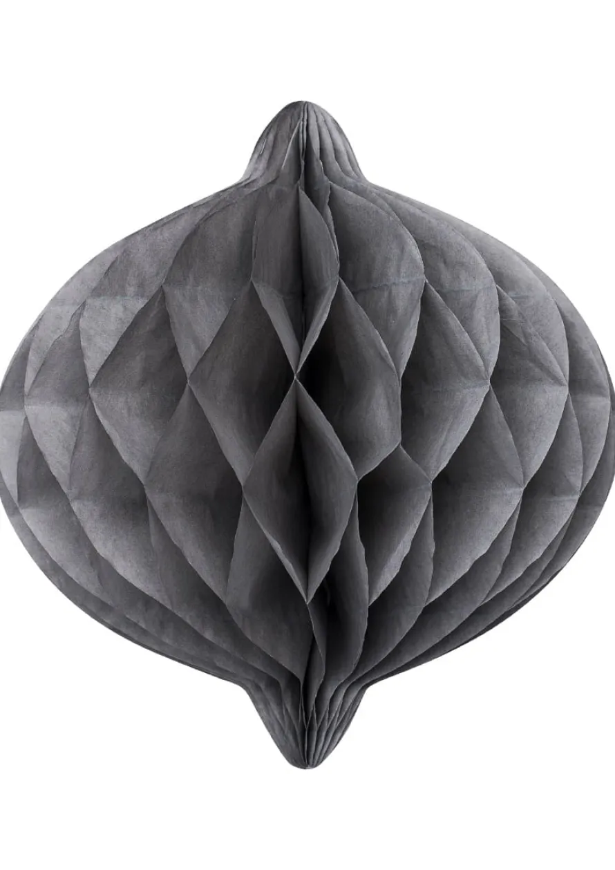 Duża dekoracja papierowa rozeta HONEYCOMB szara 40cm