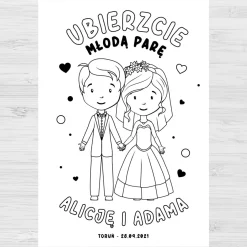 Duża kolorowanka dla dzieci na wesele MŁODA PARA
