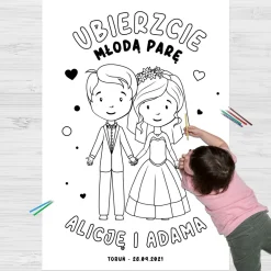 Duża kolorowanka dla dzieci na wesele MŁODA PARA
