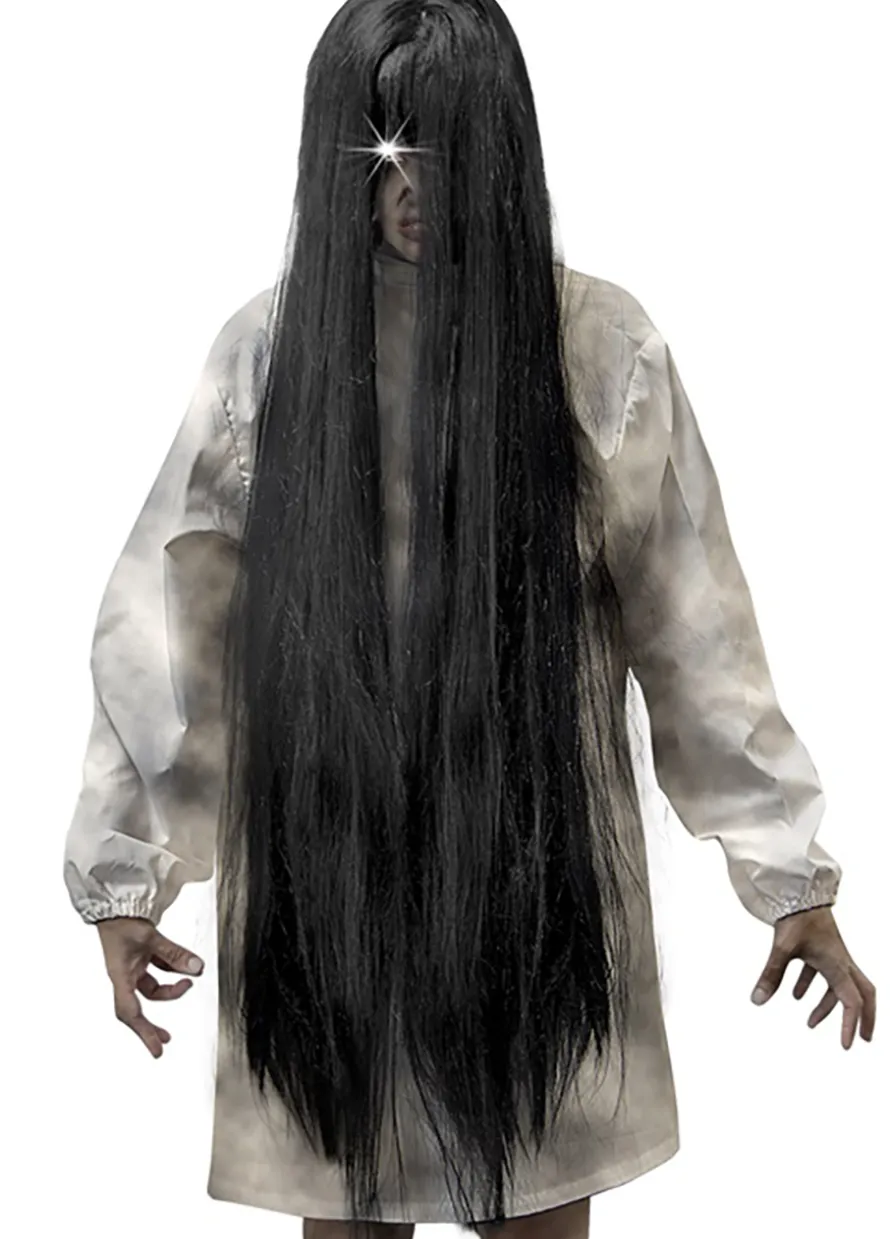 Długa czarna peruka HALLOWEENOWA 100cm
