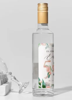 Etykieta na alkohol na 50 urodziny KWIATY personalizowana