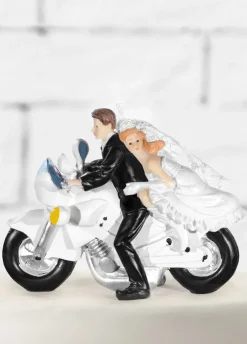 Figurka na tort weselny PARA MŁODA na motorze 11cm